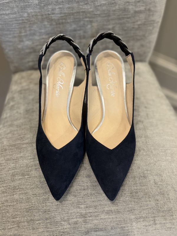 Belle Mariee Navy Suede Slingback