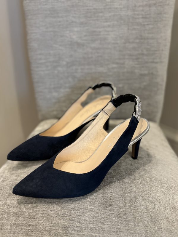 Belle Mariee Navy Suede Slingback