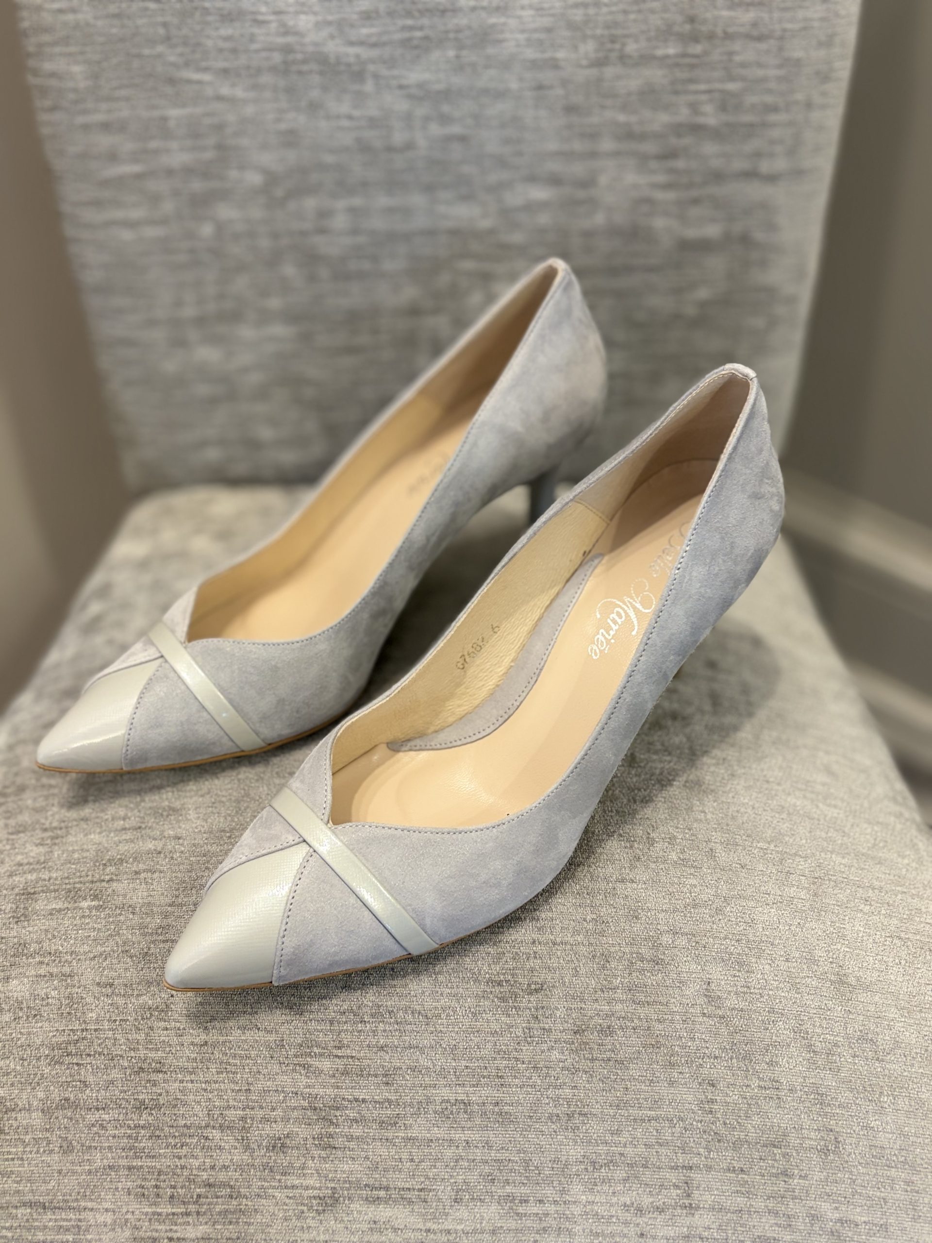 Belle Mariee Silver Suede Patent